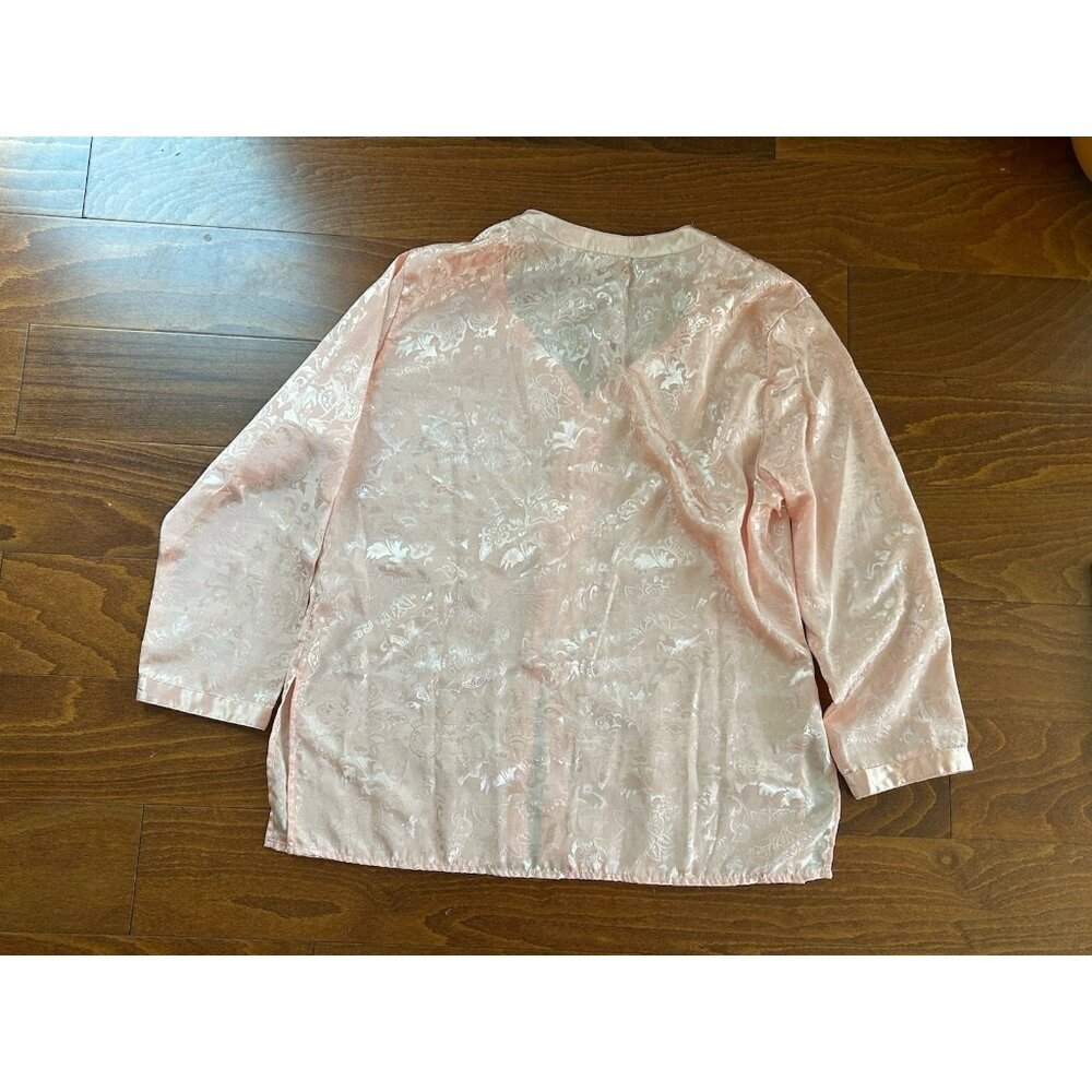 Victoria's Secret Satin Pajama Set M Pink‎ Peach Gold Label Floral Lace DEFECT - Picture 9 of 13
